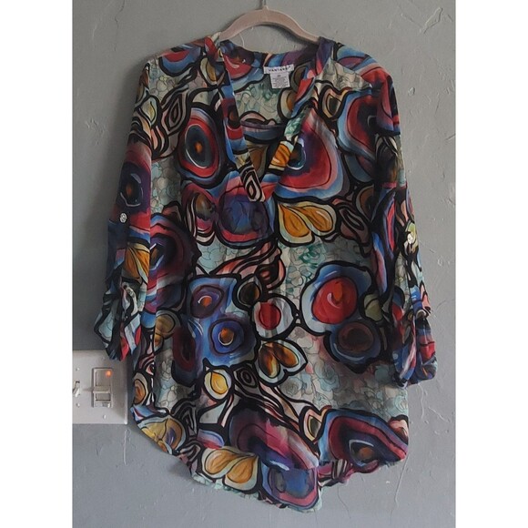 Vantarsi Tops - VINTAGE Vantarsi Tops Blouse Women XL, Polyester,Abstract,20 Inch Of Arm To Arm